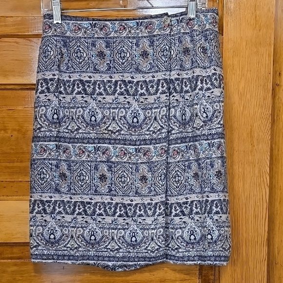 Vintage Hunt Club Blue and White Wrap Around Resort Pencil Skirt 14 - Picture 1 of 2